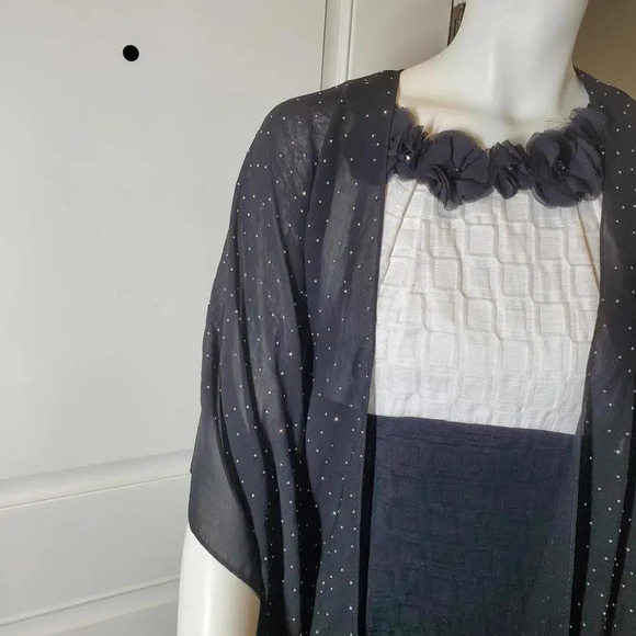 Jessica Mcclintock Vintage Black Silver Studded Kimono - Picture 13 of 16